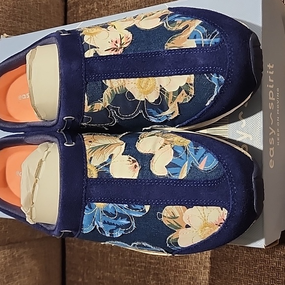 EASY SPIRIT womens open back sneakers mules clog suede leather sandals dark blue - Picture 4 of 4